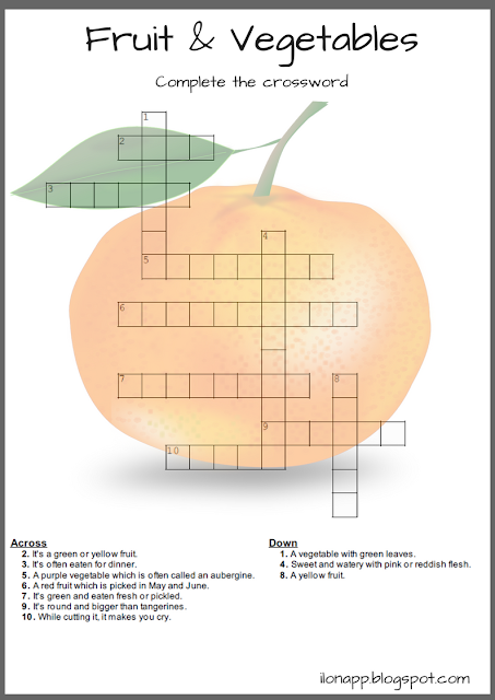 Fruit and vegetables crossword