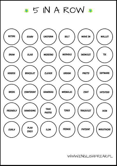 Gra 5 in a Row w nauczaniu języka angielskiego Gra 5 in a Row w nauczaniu języka angielskiego