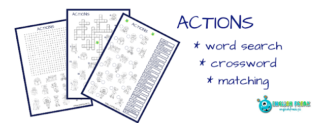ACTIONS WORKSHEETS: CROSSWORD, WORD SEARCH & MATCHING (printable)