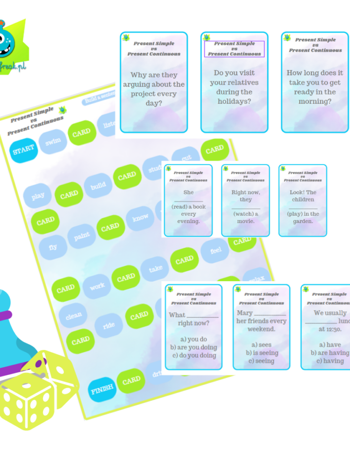 Present Simple vs Present Continuous Game – gra edukacyjna