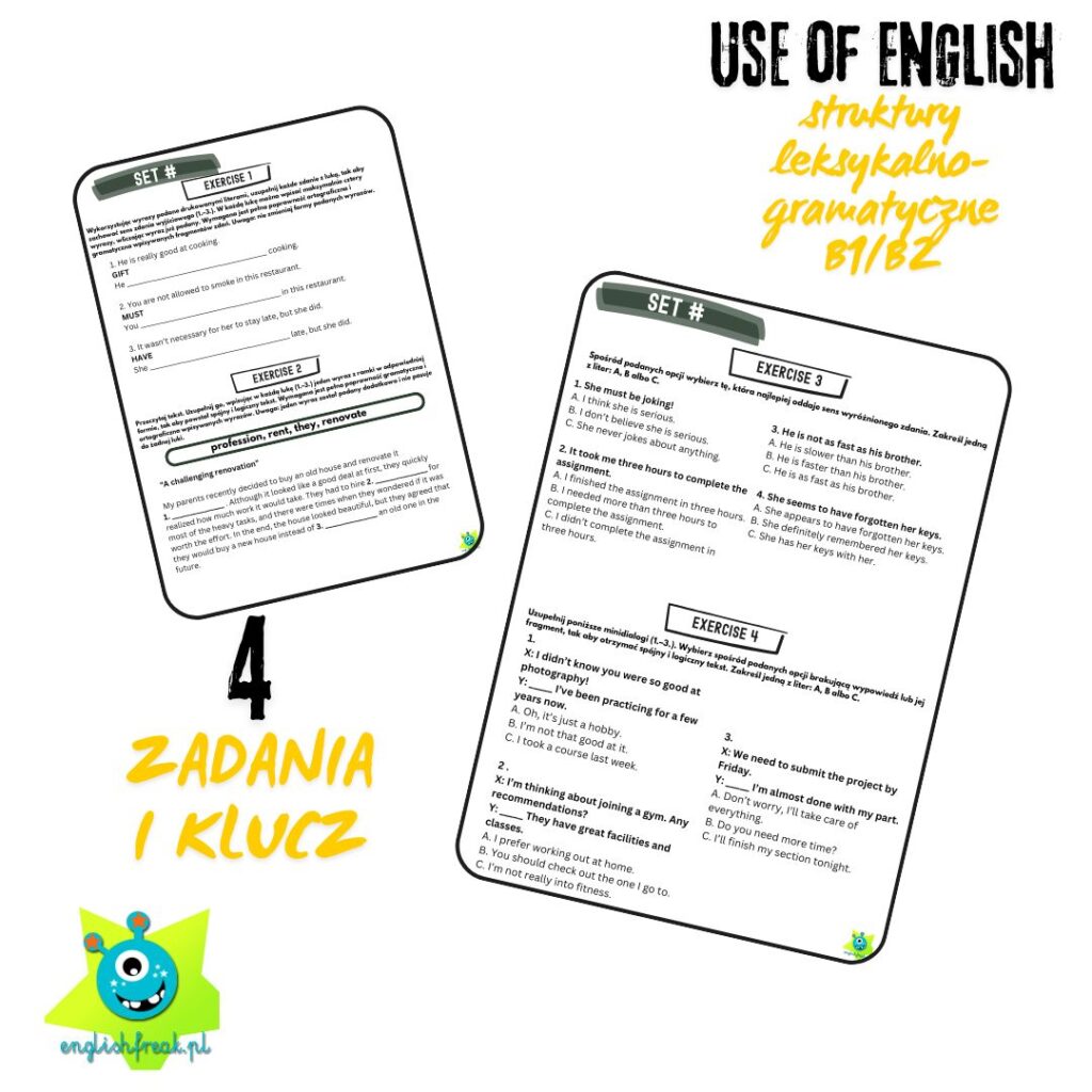 Use of English - struktury gramatyczno-leksykalne B1/B2