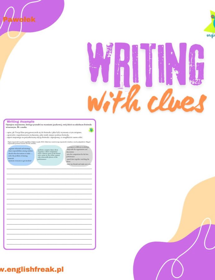 “ Writing with clues” – karty pracy