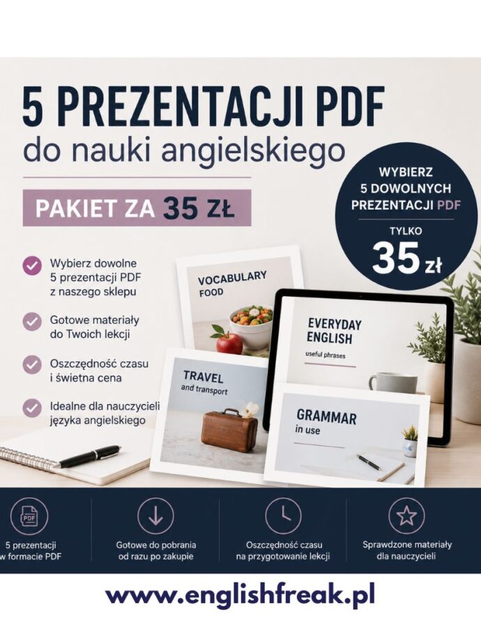 5 prezentacji PDF do nauki angielskiego – pakiet za 35 zł
