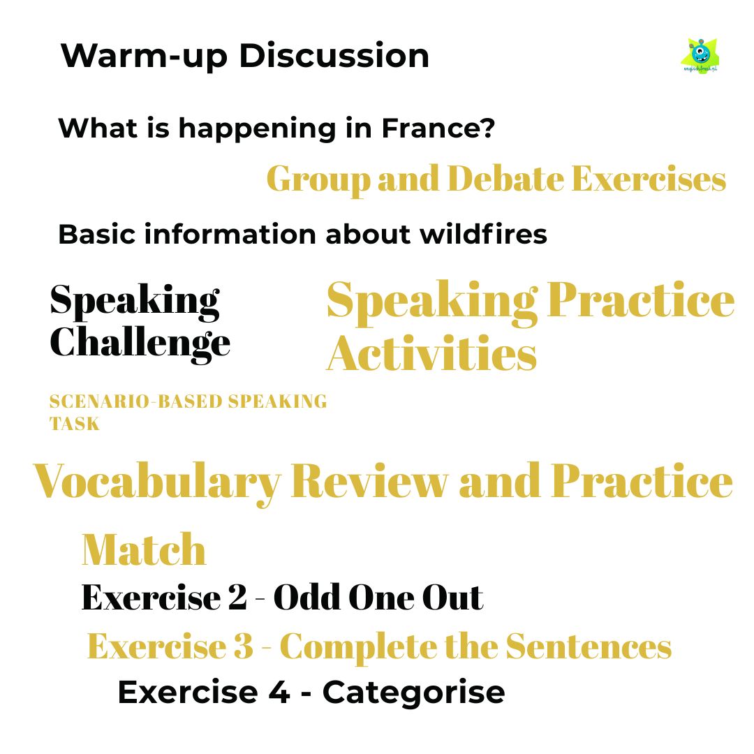 "Wildfires in France" Prezentacja PDF English Freak