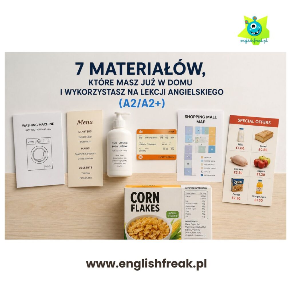 autentyczne materiały na lekcji angielskiego English Freak