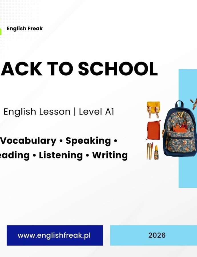 Back To School A1 prezentacja – gotowa lekcja angielskiego | Vocabulary, Speaking, Reading, Listening & Writing