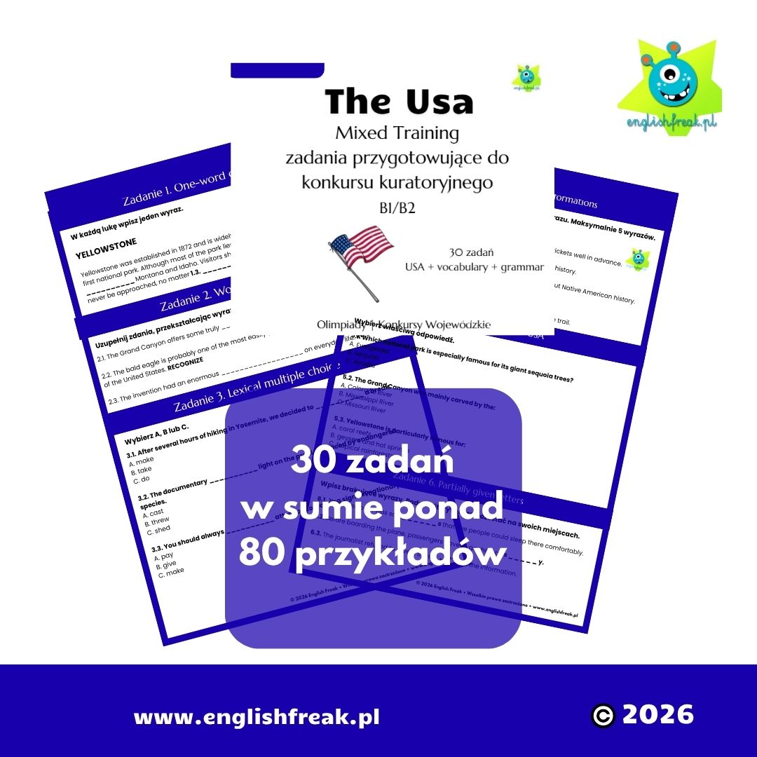 The USA Mixed Training zadania przygtowujące do konkursu kuratoryjnego (B1_B2) by English Freak