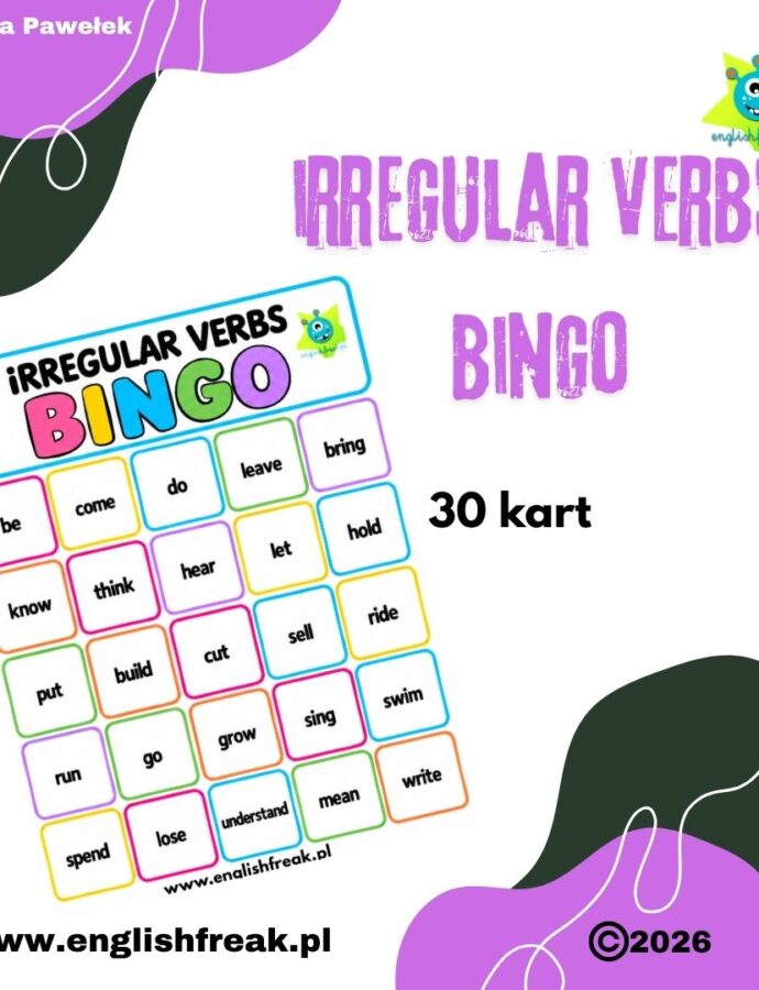Irregular Verbs Bingo – gra utrwalająca czasowniki nieregularne PDF